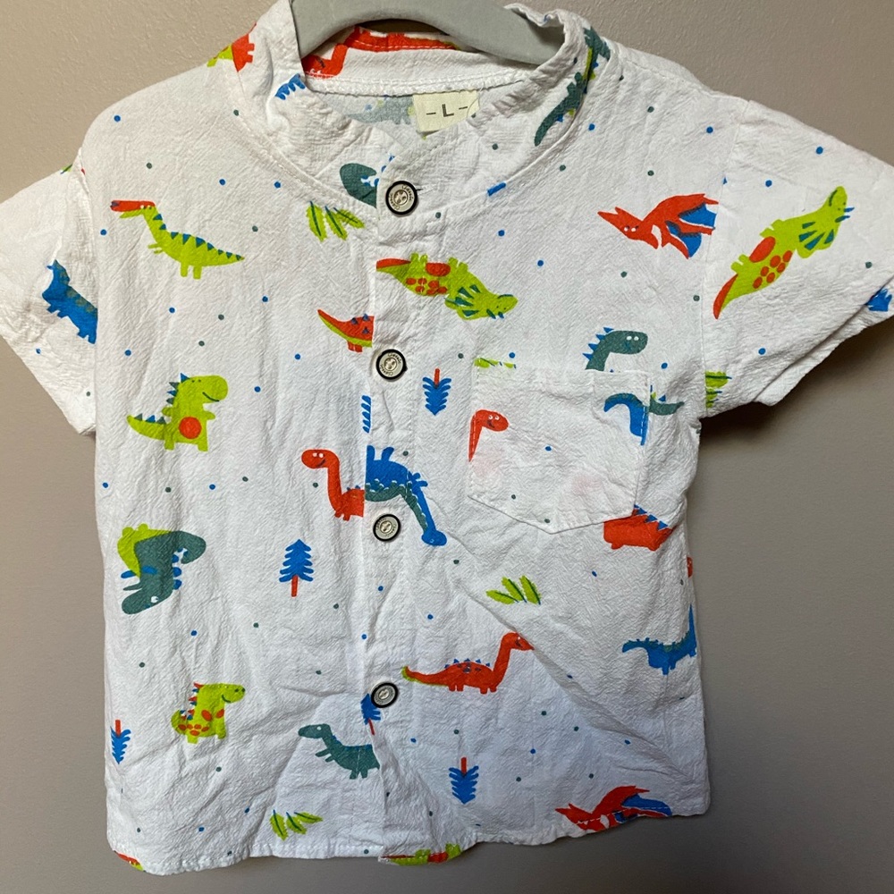dinosaur print short sleeve and pant set